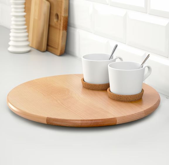 IKEA SNUDDA Lazy Susan, solid wood, 39 cm (15 ") Tableware Tray Server ware Wooden Tray Party Platter