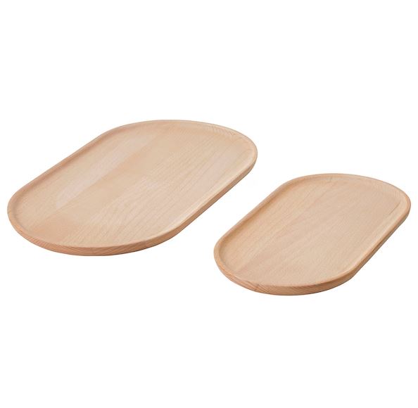 IKEA SMÖRLING Serving tray, set of 2, beech Wooden Tray Tableware Server ware Oval Platter