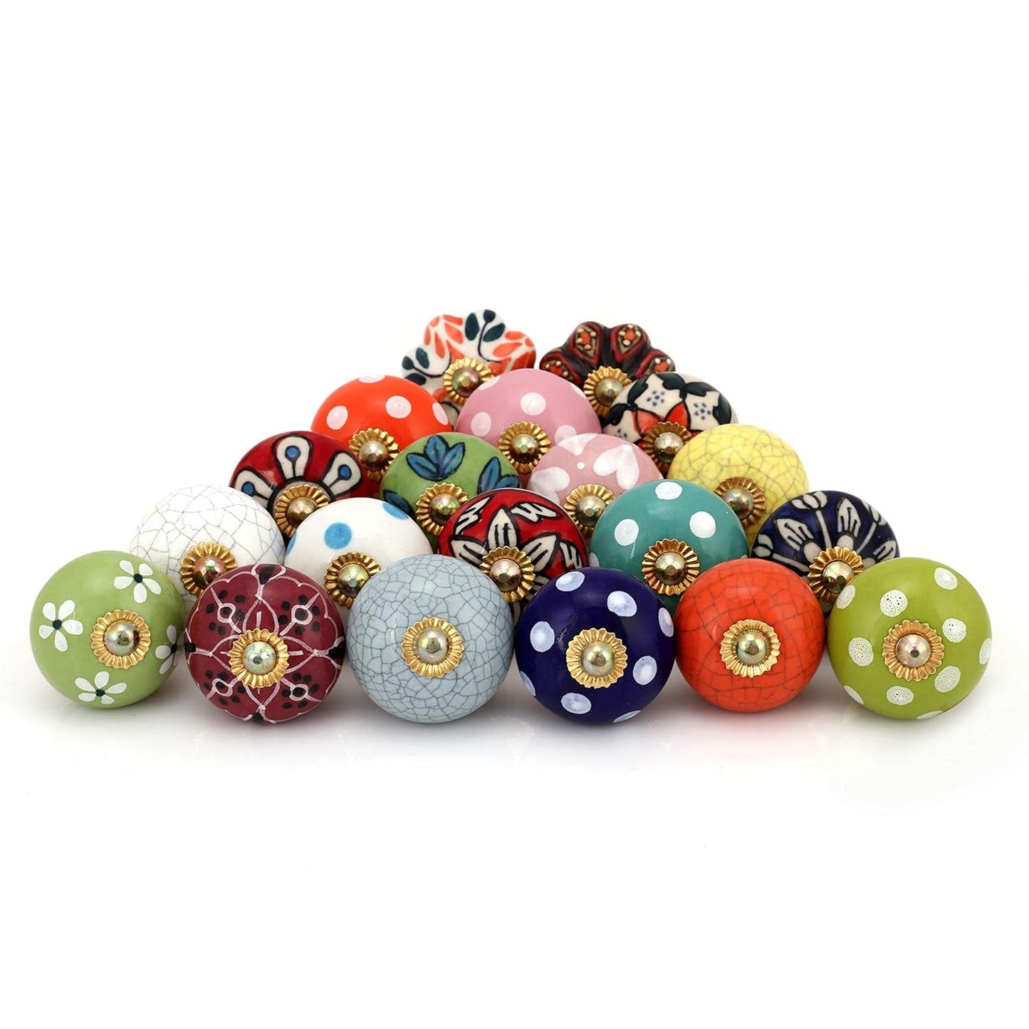 Pack of 6 Ceramic Knobs Door Knobs and Door Handles Pull Handles for Cabinet and door (Color and design may vary According to Availability)